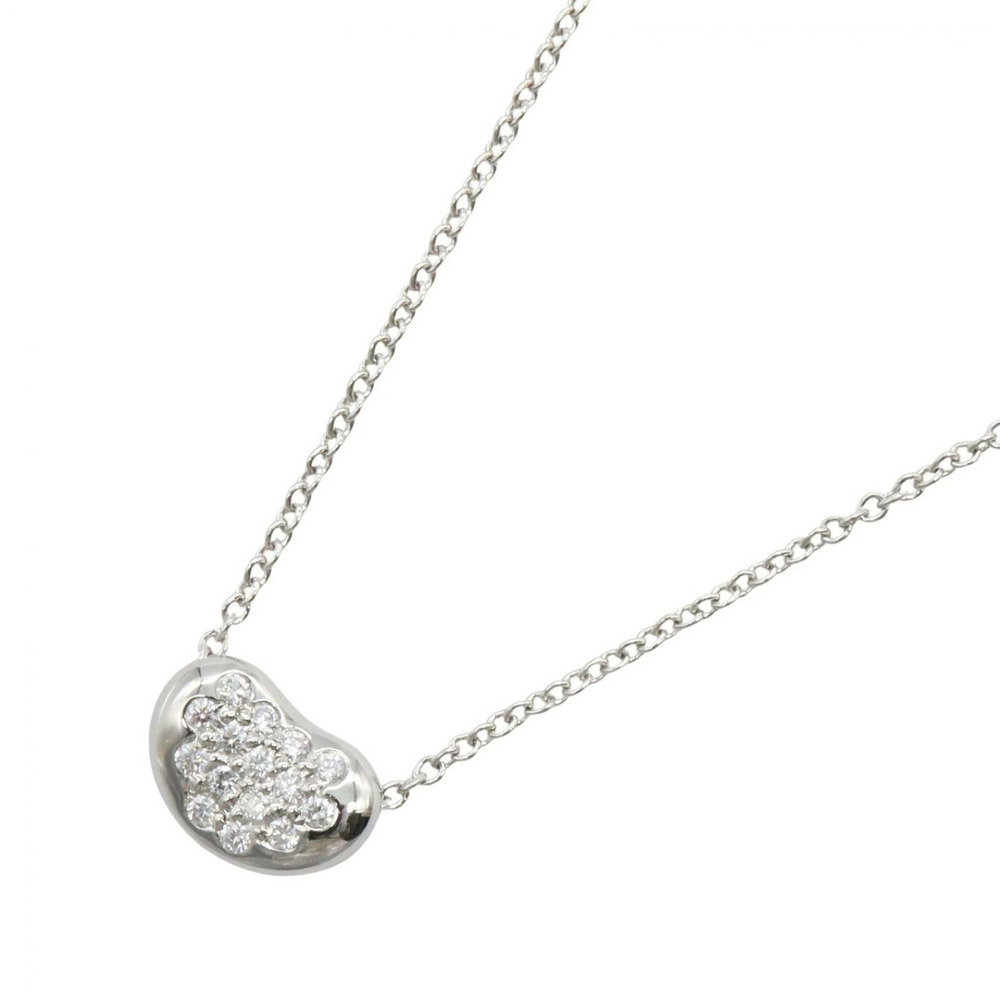 Tiffany Co Bean Diamond Necklace Platinum Silver Clear Tone Jewelry